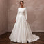 Classic Diamond White Mikado Long Sleeve Ball Gown for Church - Apparel & Accessories > Clothing > Wedding & Bridal Party Dresses > Wedding Dresses - Mignonette Bridal