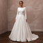 Classic Diamond White Mikado Long Sleeve Ball Gown for Church