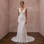 Classic Lace Column Wedding Dress with V - Neck - Apparel & Accessories > Clothing > Wedding & Bridal Party Dresses > Wedding Dresses - Mignonette Bridal