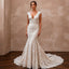 Classic Lace Mermaid Wedding Dress with V - Neck - Apparel & Accessories > Clothing > Wedding & Bridal Party Dresses > Wedding Dresses - Mignonette Bridal