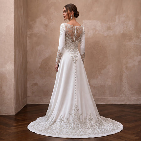 Classic Long Sleeve Wedding Dress for a December Ceremony