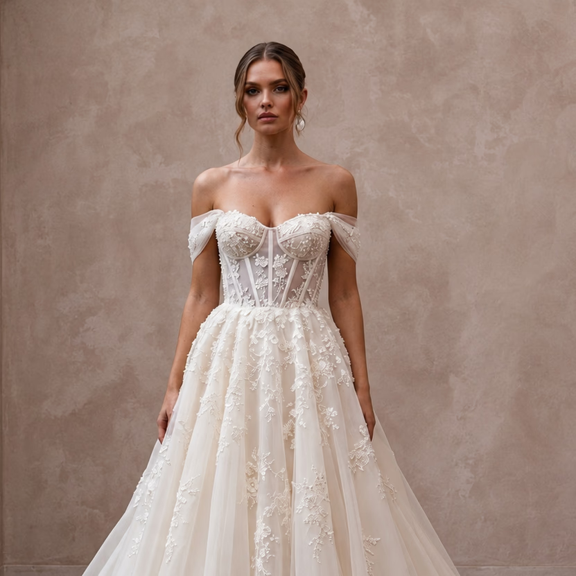 Classic Organza Wedding Dress for a Cathedral Ceremony