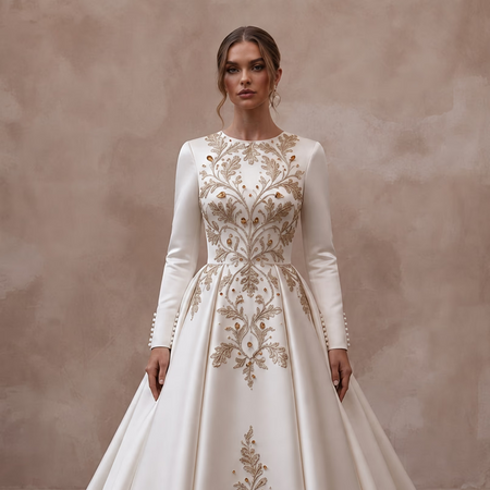 Classic Satin Bridal Gown for an Autumn Ballroom Ceremony