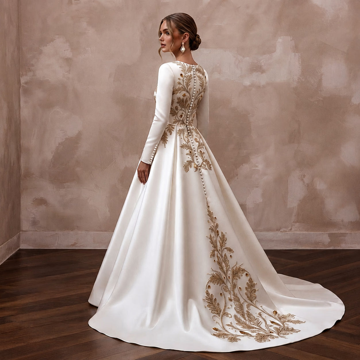 Classic Satin Bridal Gown for an Autumn Ballroom Ceremony