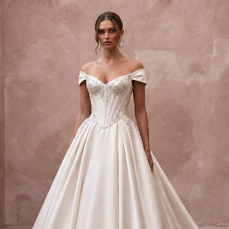 Classic Satin Corset Wedding Dress with Ball Gown Silhouette