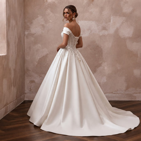 Classic Satin Corset Wedding Dress with Ball Gown Silhouette