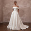 Classic Satin Wedding Dress with Off-the-Shoulder Neckline