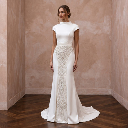 Classic Satin Wedding Gown for a Second Marriage