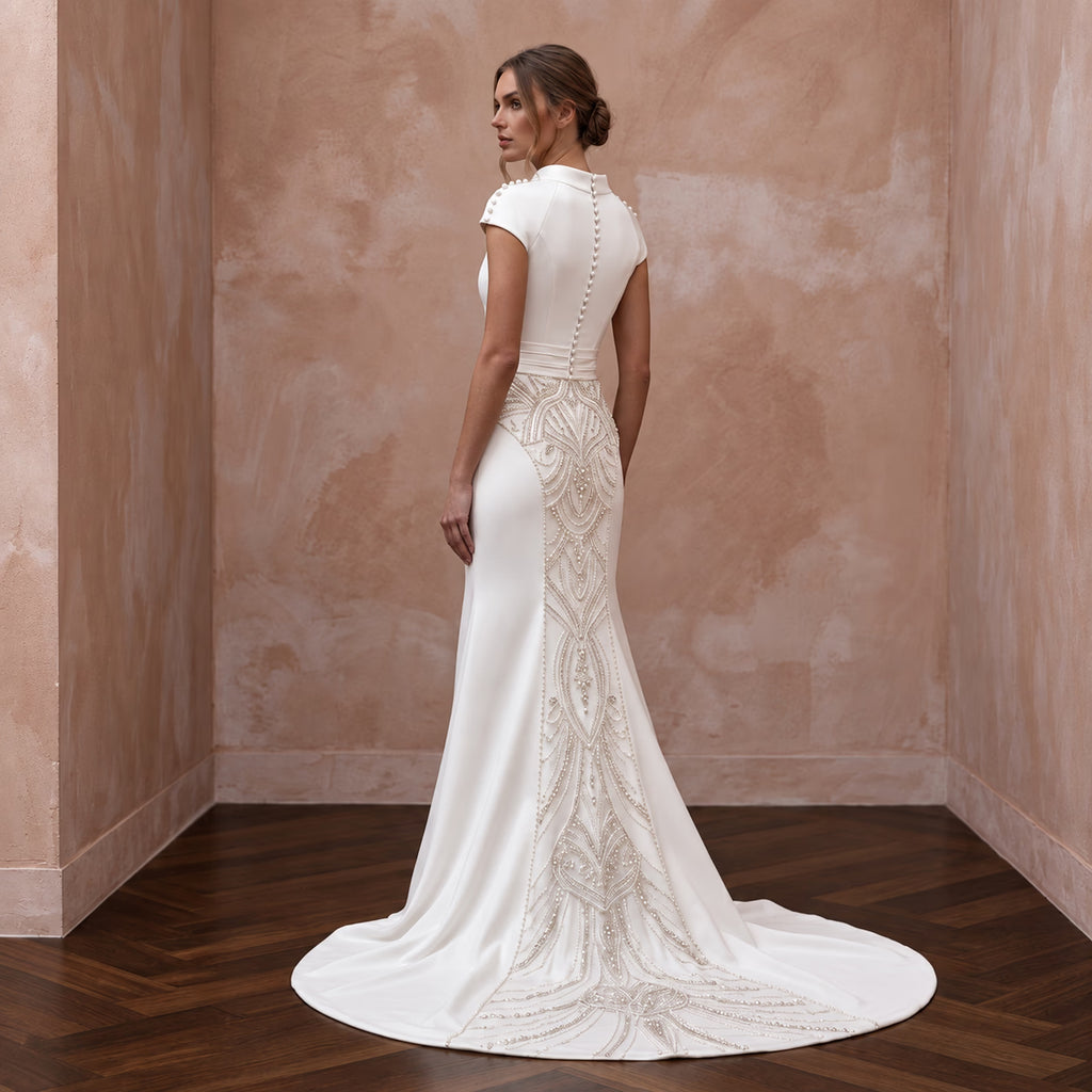 Classic Satin Wedding Gown for a Second Marriage
