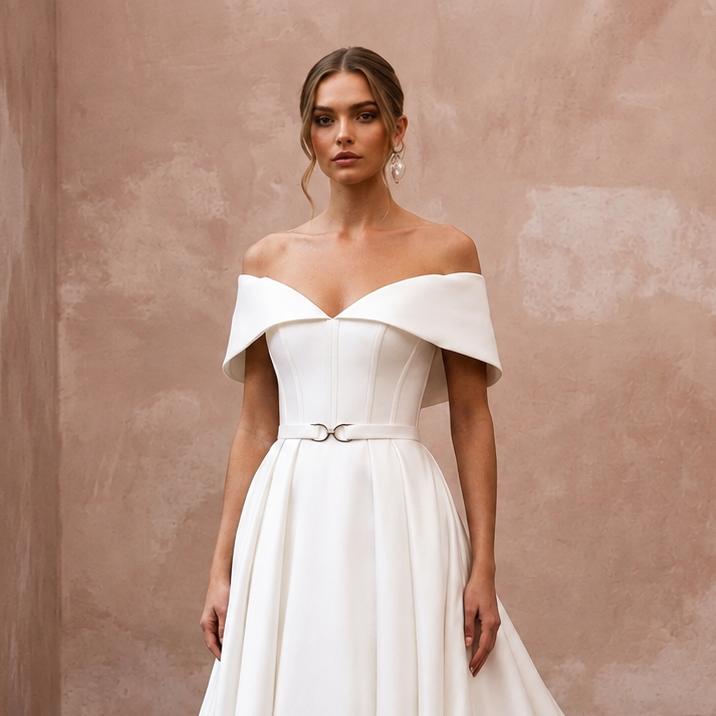 Classic Silk Duchess Satin Wedding Dresses with Long Trains
