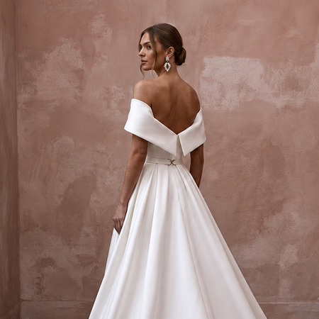 Classic Silk Duchess Satin Wedding Dresses with Long Trains - Apparel & Accessories > Clothing > Wedding & Bridal Party Dresses > Wedding Dresses - Mignonette Bridal