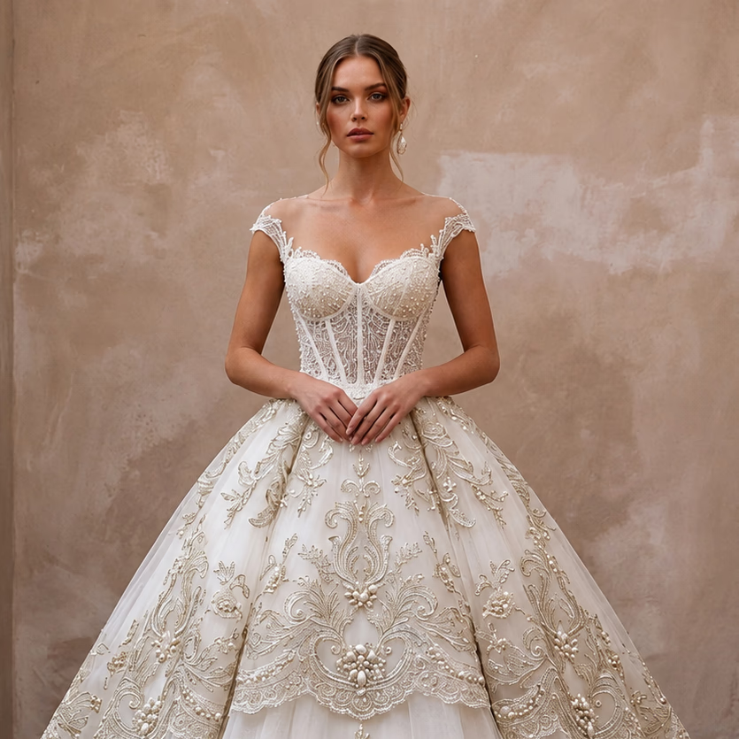 Classic Tulle Wedding Gown for a Formal Church Ceremony