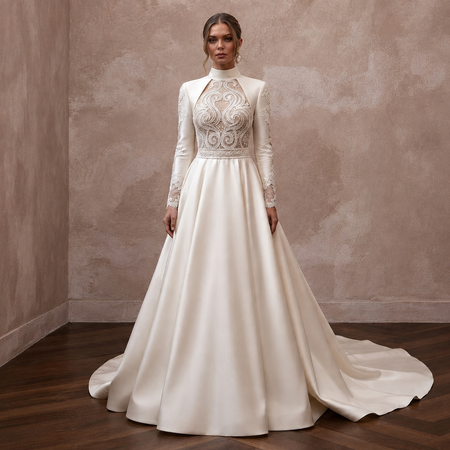 Classic Wedding Dresses with Luxurious Fabric Blends
