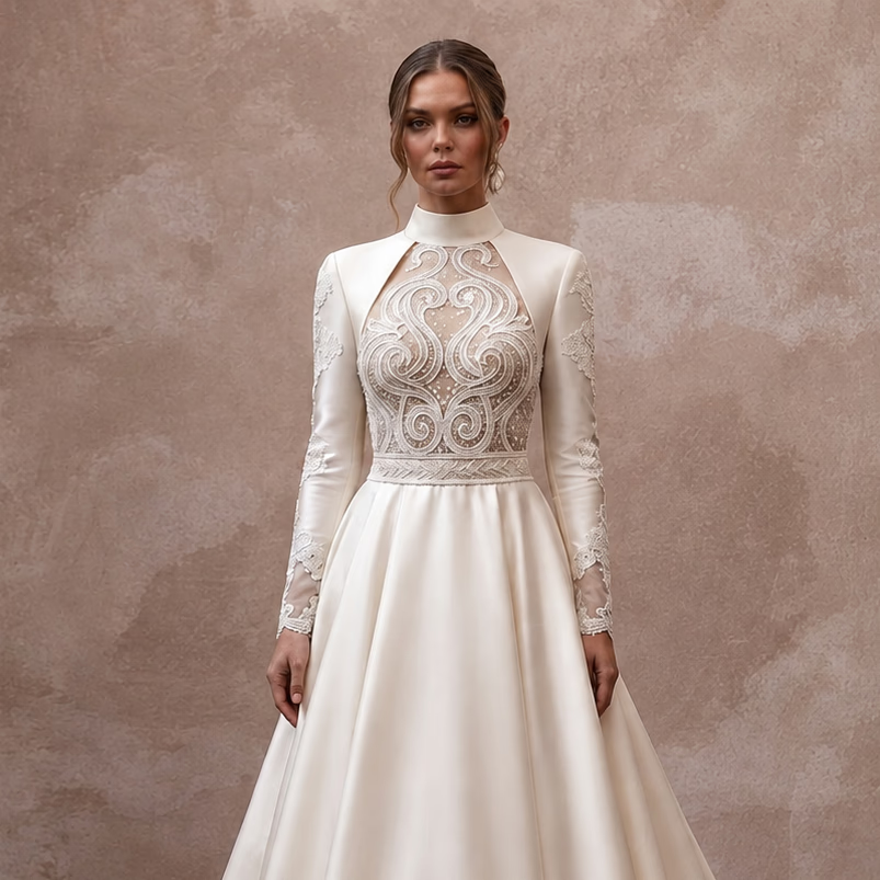 Classic Wedding Dresses with Luxurious Fabric Blends - Apparel & Accessories > Clothing > Wedding & Bridal Party Dresses > Wedding Dresses - Mignonette Bridal