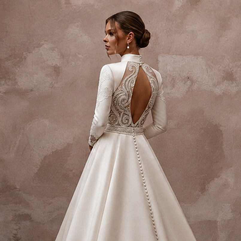 Classic Wedding Dresses with Luxurious Fabric Blends - Apparel & Accessories > Clothing > Wedding & Bridal Party Dresses > Wedding Dresses - Mignonette Bridal