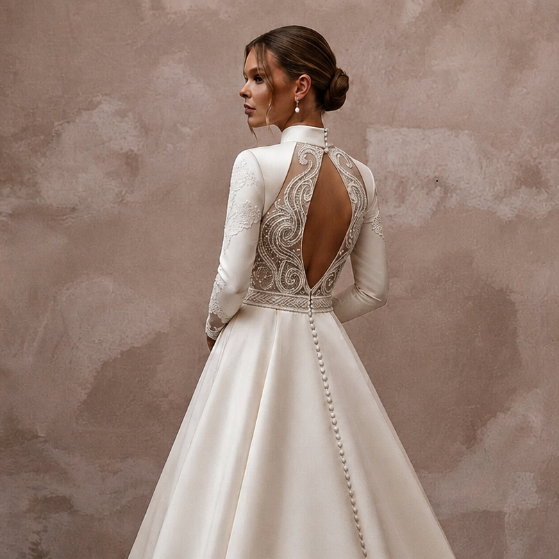Classic Wedding Dresses with Luxurious Fabric Blends