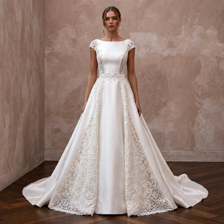 Classic Wedding Dresses with Luxurious Silk and Lace Fabrics - Apparel & Accessories > Clothing > Wedding & Bridal Party Dresses > Wedding Dresses - Mignonette Bridal