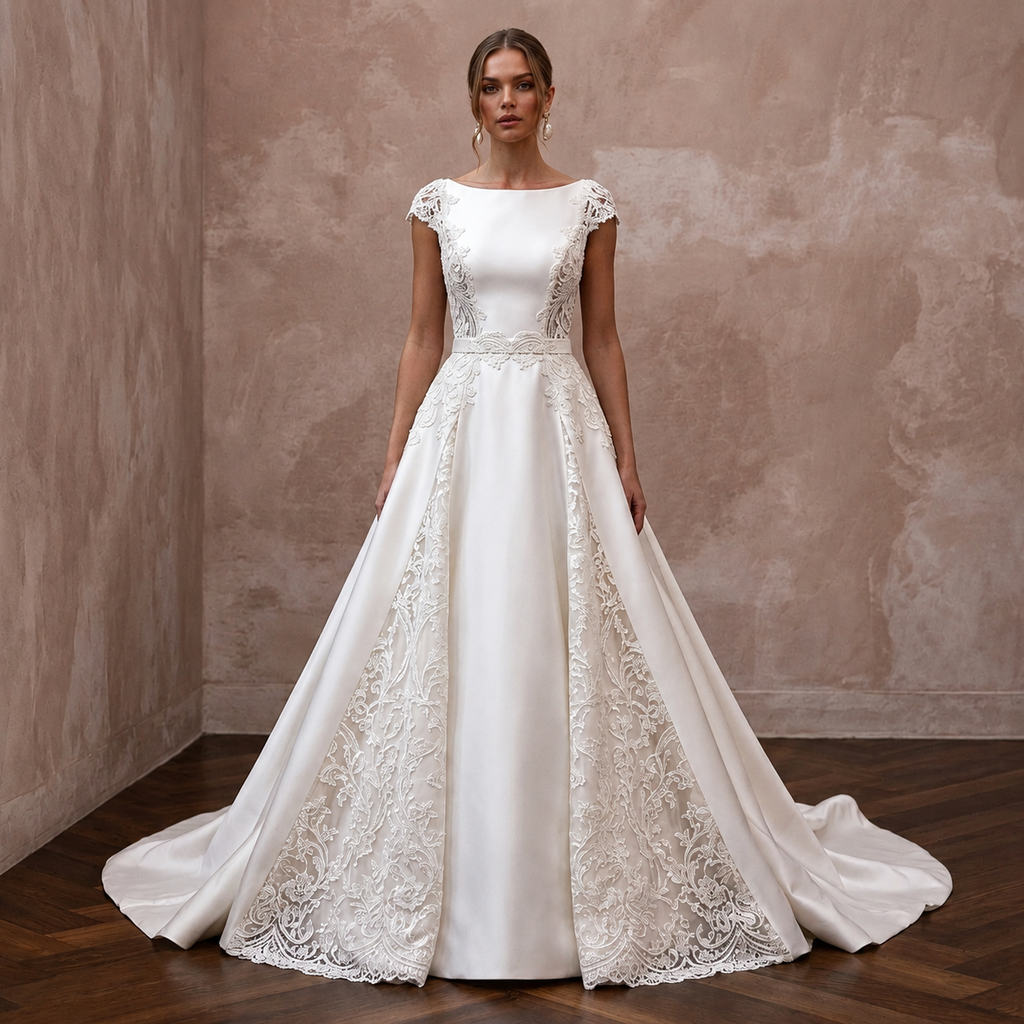 Classic Wedding Dresses with Luxurious Silk and Lace Fabrics