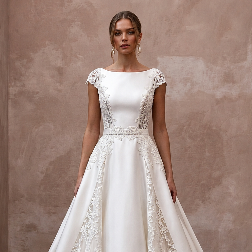 Classic Wedding Dresses with Luxurious Silk and Lace Fabrics