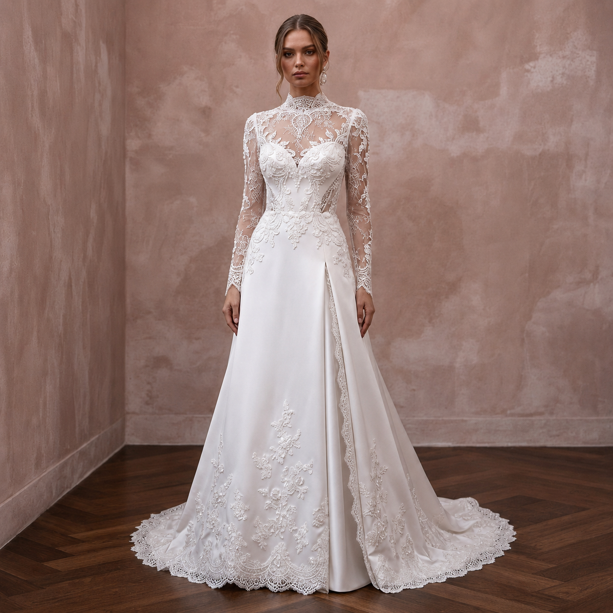 Classic Wedding Dresses with Timeless Satin and Lace Main image