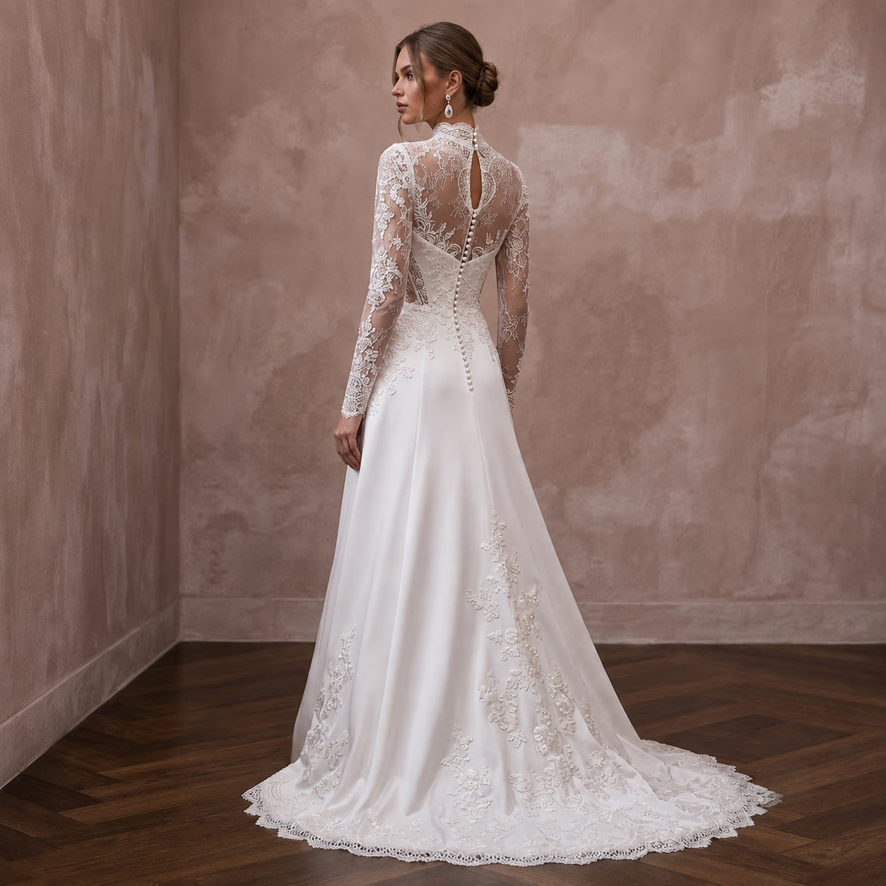 Classic Wedding Dresses with Timeless Satin and Lace - Apparel & Accessories > Clothing > Wedding & Bridal Party Dresses > Wedding Dresses - Mignonette