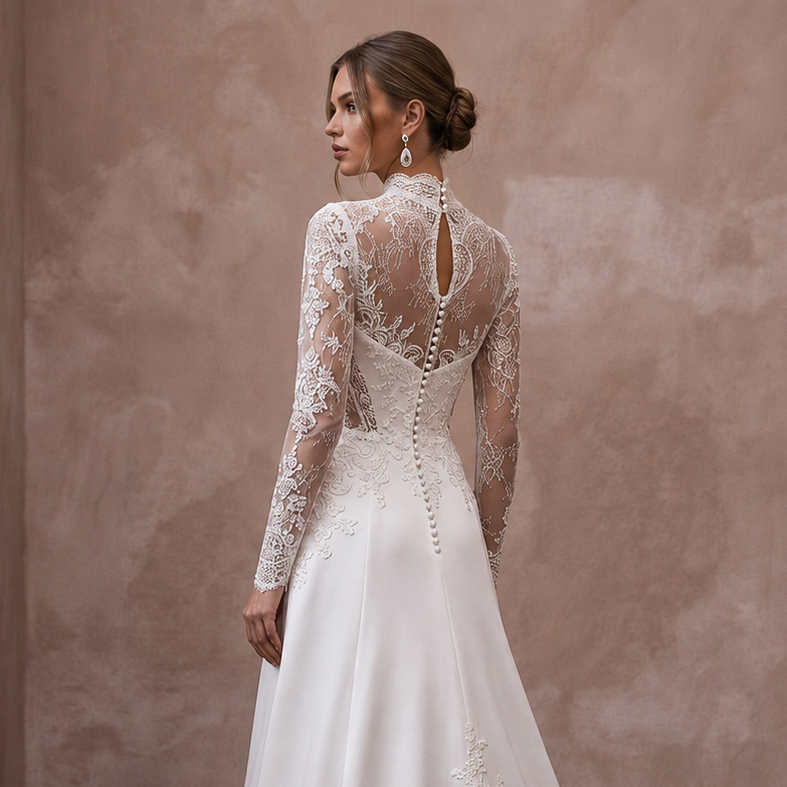 Classic Wedding Dresses with Timeless Satin and Lace