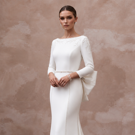 Clean Crepe Wedding Dress for a Courthouse Ceremony