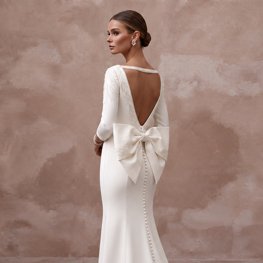 Clean Crepe Wedding Dress for a Courthouse Ceremony