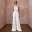 Clean Ivory Stretch Crepe Halter Bridal Jumpsuit for Reception