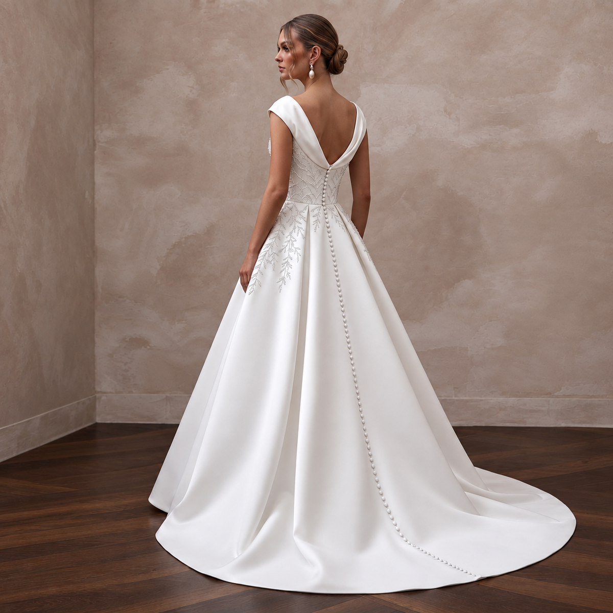 Clean Satin Bridal Gown with A-Line Silhouette