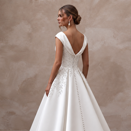 Clean Satin Bridal Gown with A-Line Silhouette