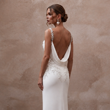 Clean White Matte Mikado Slip Dress for Rehearsal Dinner