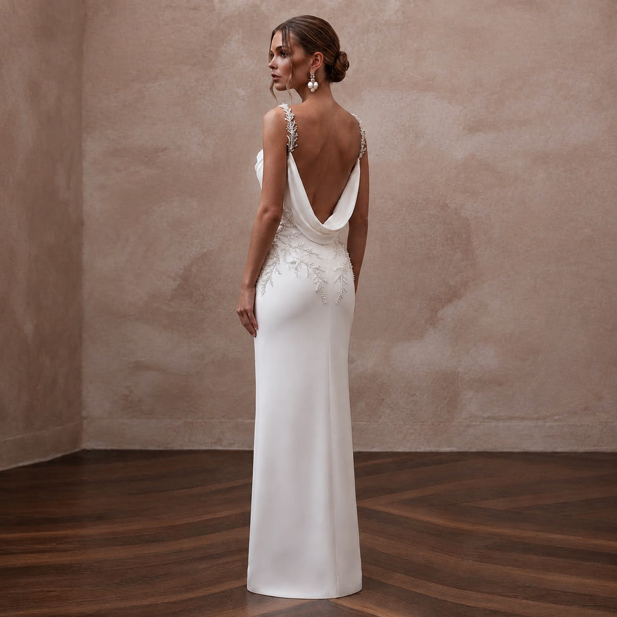 Clean White Matte Mikado Slip Dress for Rehearsal Dinner Secondary image