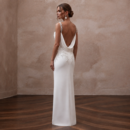 Clean White Matte Mikado Slip Dress for Rehearsal Dinner