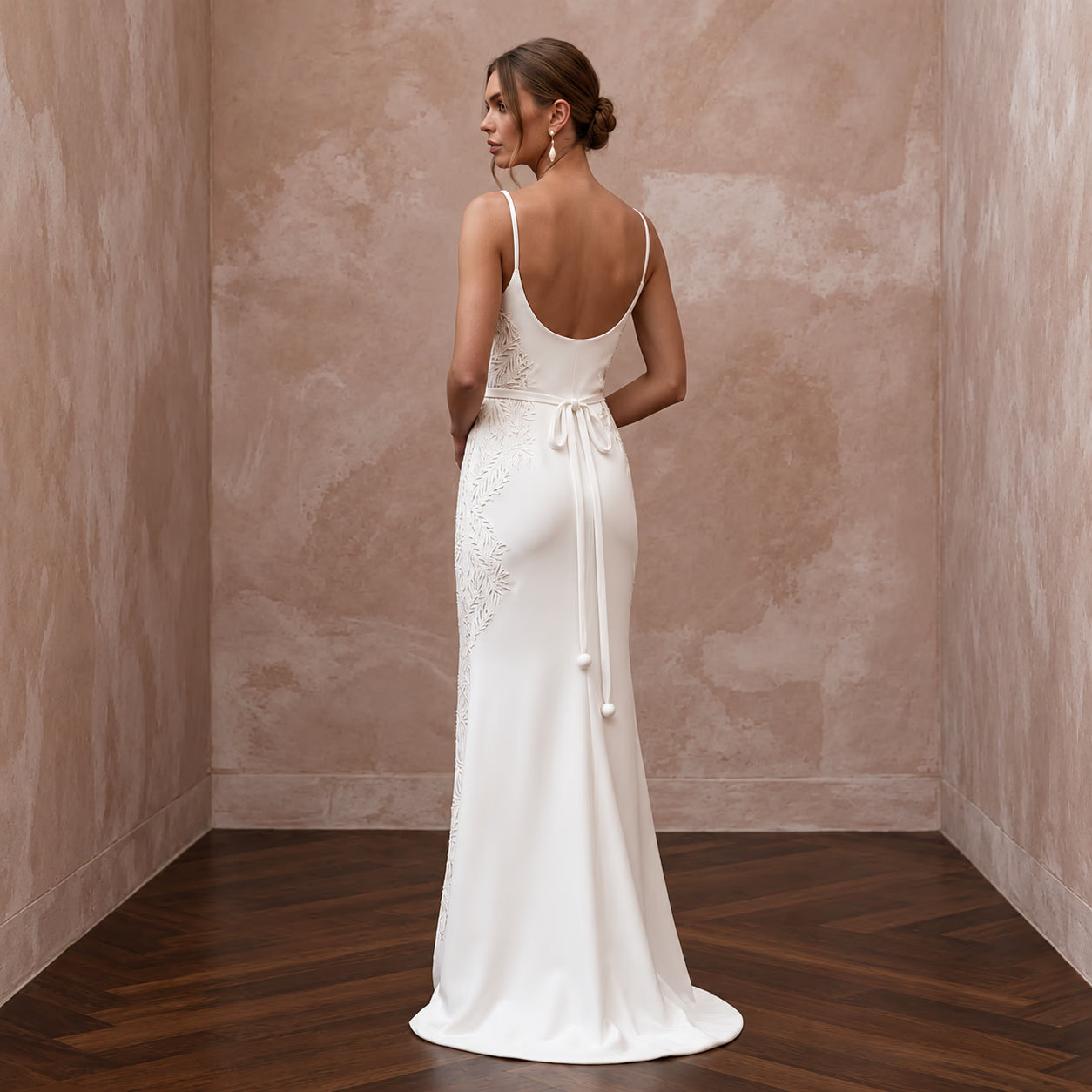 Clean White Matte Mikado Slip Wedding Dress for Rehearsal Dinner Secondary image