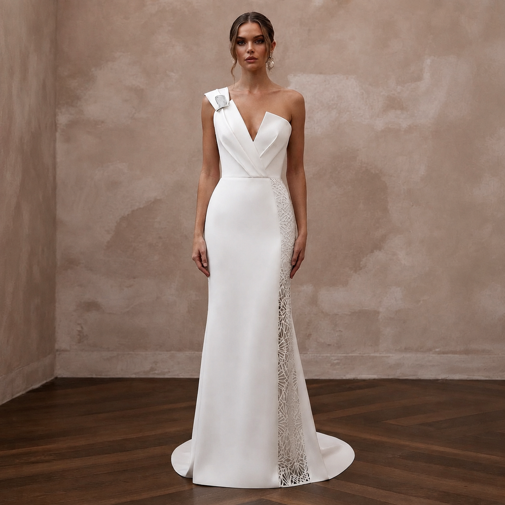 Column Wedding Dresses with Chic Modern Tailoring