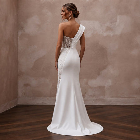 Column Wedding Dresses with Chic Modern Tailoring - Apparel & Accessories > Clothing > Wedding & Bridal Party Dresses > Wedding Dresses - Mignonette Bridal