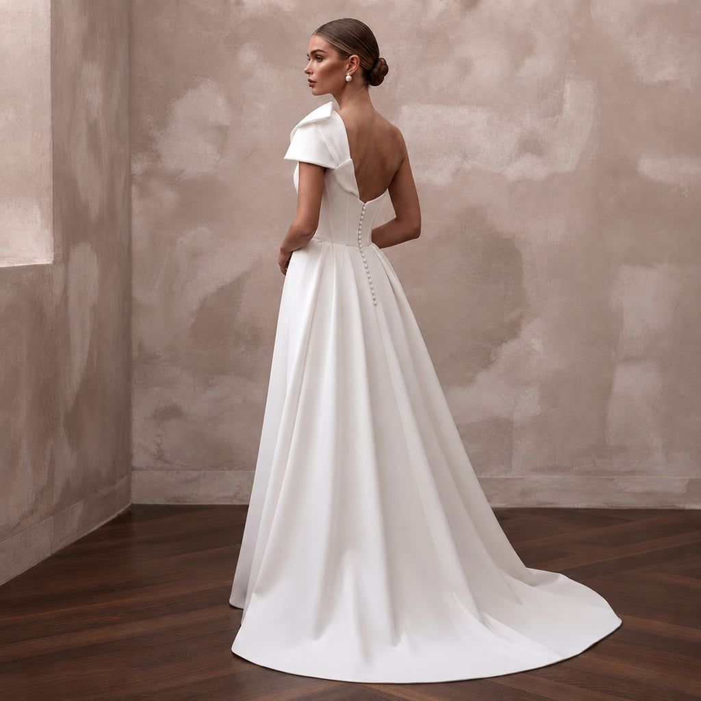 Column Wedding Dresses with Clean Architectural Lines - Apparel & Accessories > Clothing > Wedding & Bridal Party Dresses > Wedding Dresses - Mignonette