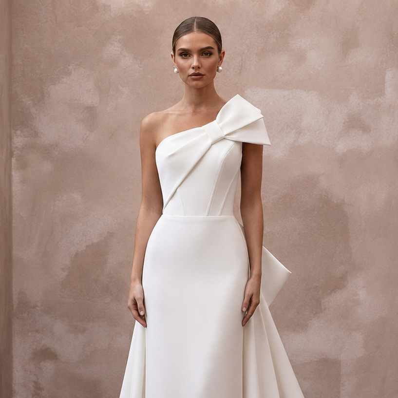 Column Wedding Dresses with Clean Architectural Lines