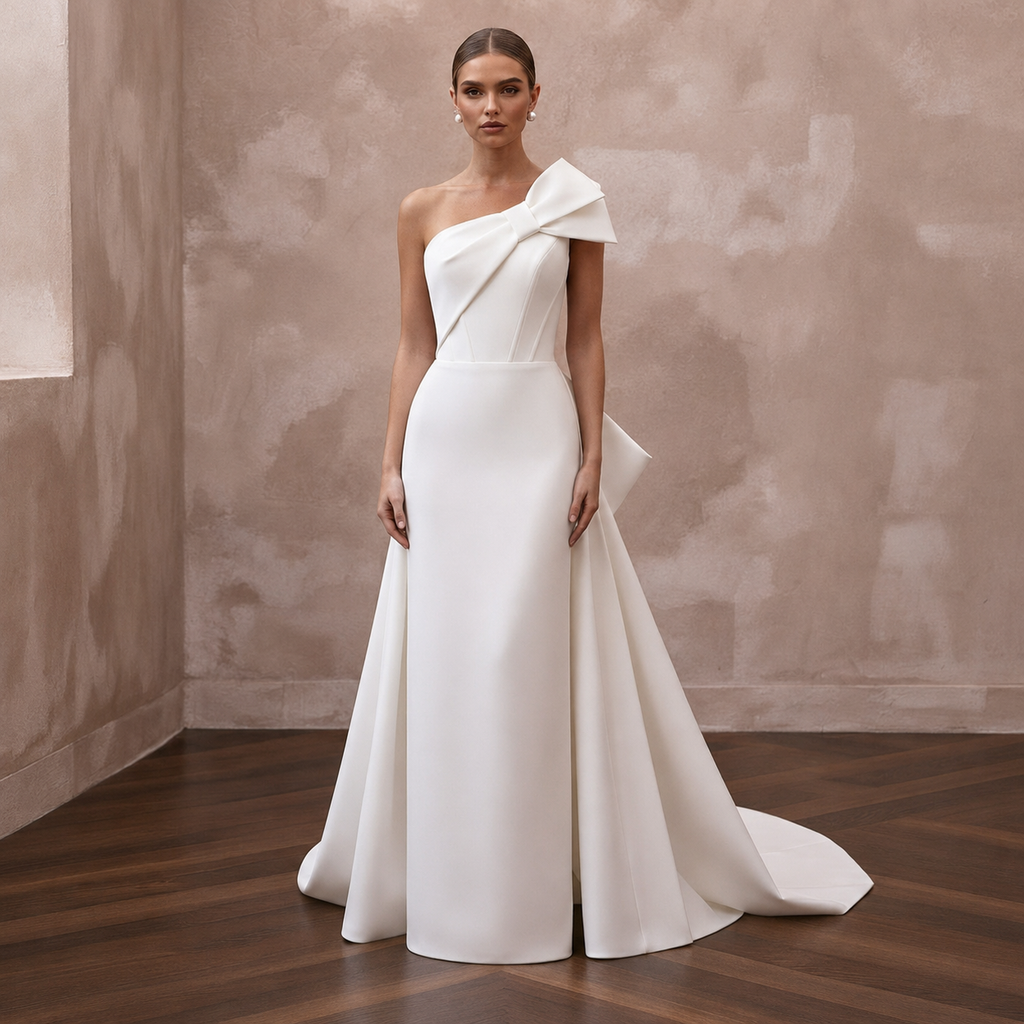 Column Wedding Dresses with Clean Architectural Lines
