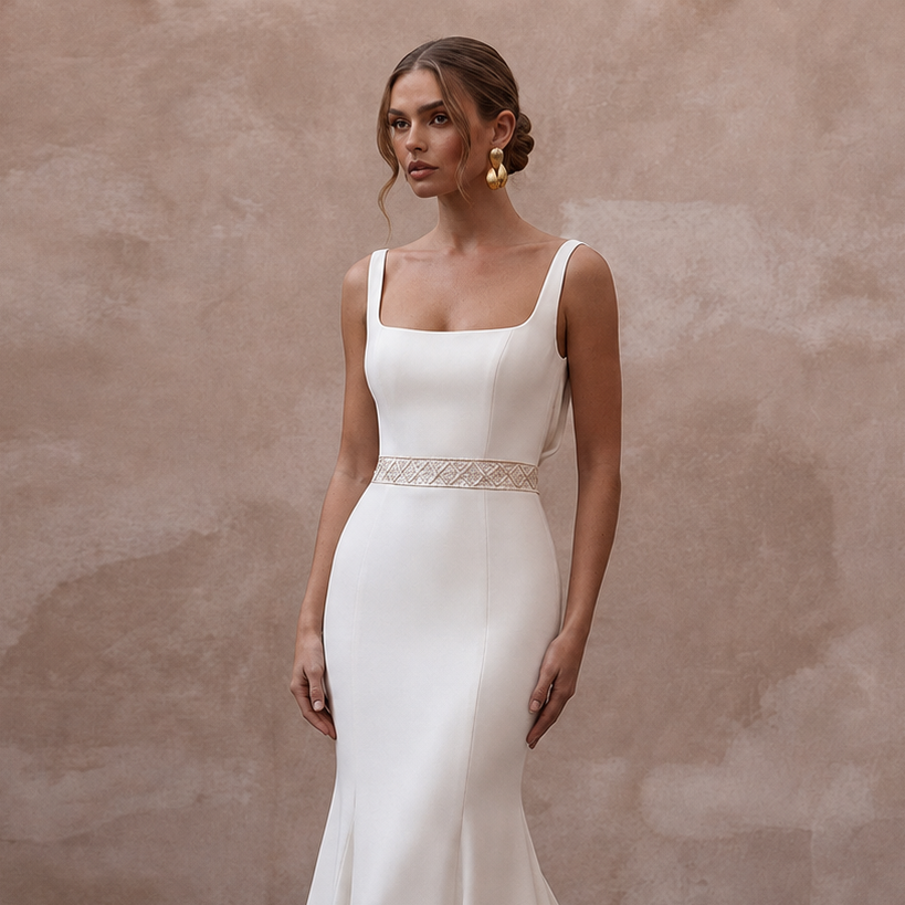 Contemporary Cream Double Crepe Mermaid Bridal Dress for Anniversary Party