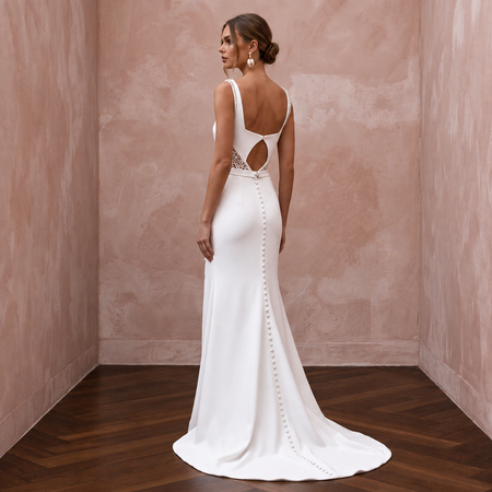 Contemporary Crepe Bridal Gown with Square Neckline