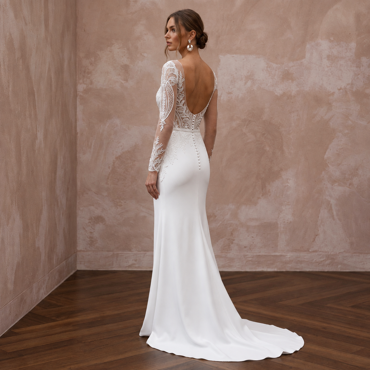 Contemporary Lace Bridal Dress with Illusion Bodice Secondary image