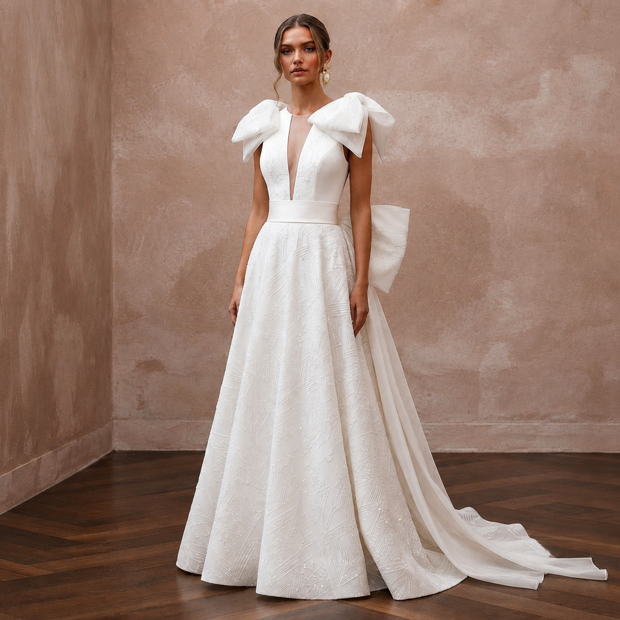 Contemporary Wedding Dresses with Dramatic Bow Details Main image
