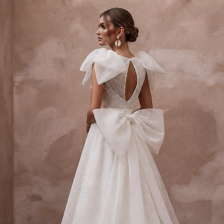 Contemporary Wedding Dresses with Dramatic Bow Details