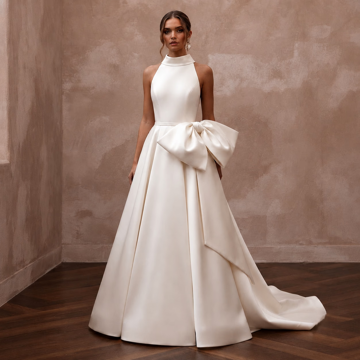 Contemporary Wedding Dresses with Oversized Bow Details - Apparel & Accessories > Clothing > Wedding & Bridal Party Dresses > Wedding Dresses - Mignonette Bridal Main image