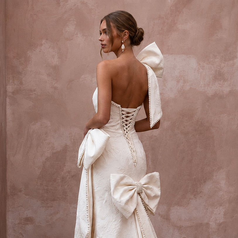 Contemporary Wedding Dresses with Oversized Bow Details
