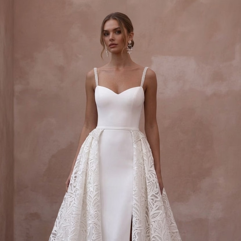 Convertible Wedding Dresses with Detachable Skirts - Apparel & Accessories > Clothing > Wedding & Bridal Party Dresses > Wedding Dresses - Mignonette
