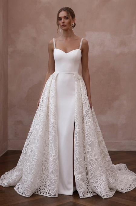 Convertible Wedding Dresses with Detachable Skirts - Apparel & Accessories > Clothing > Wedding & Bridal Party Dresses > Wedding Dresses - Mignonette