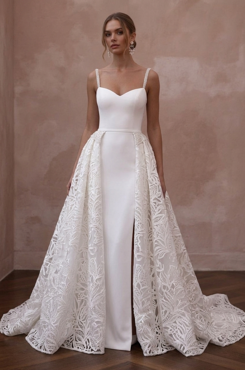 Convertible Wedding Dresses with Detachable Skirts Main image